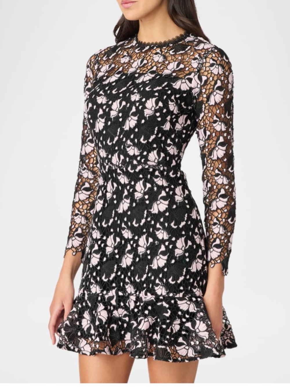 Shoshanna Gracie Two-Tone Floral Lace Mini Dress